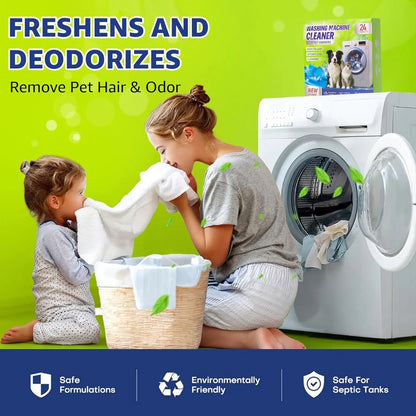 🐾 Pet Washing Machine Cleaner – 24 Tablets, Odor & Hair Remover