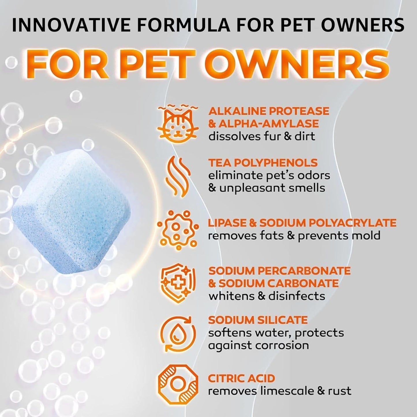 🐾 Pet Washing Machine Cleaner – 24 Tablets, Odor & Hair Remover