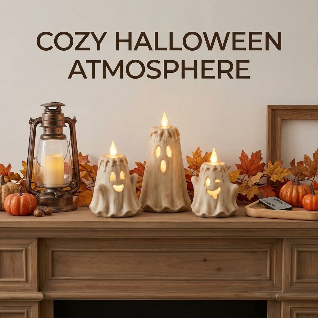 👻Ghost LED Candle Set | Halloween Spooky Ghost Decor