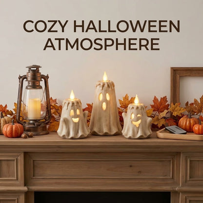 👻Ghost LED Candle Set | Halloween Spooky Ghost Decor