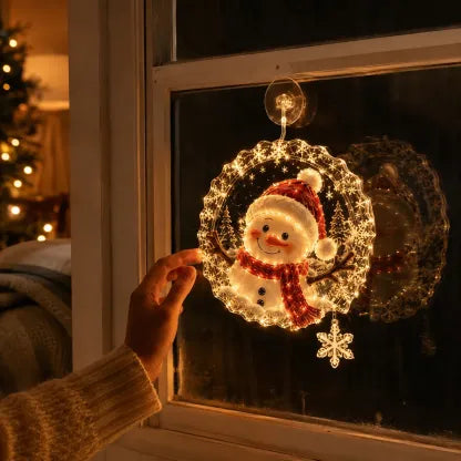 🎄Lighted Christmas Window Decoration with Suction Cup | Warm LED Window Light with Double-Layer Design & Multiple Festive Styles ✨