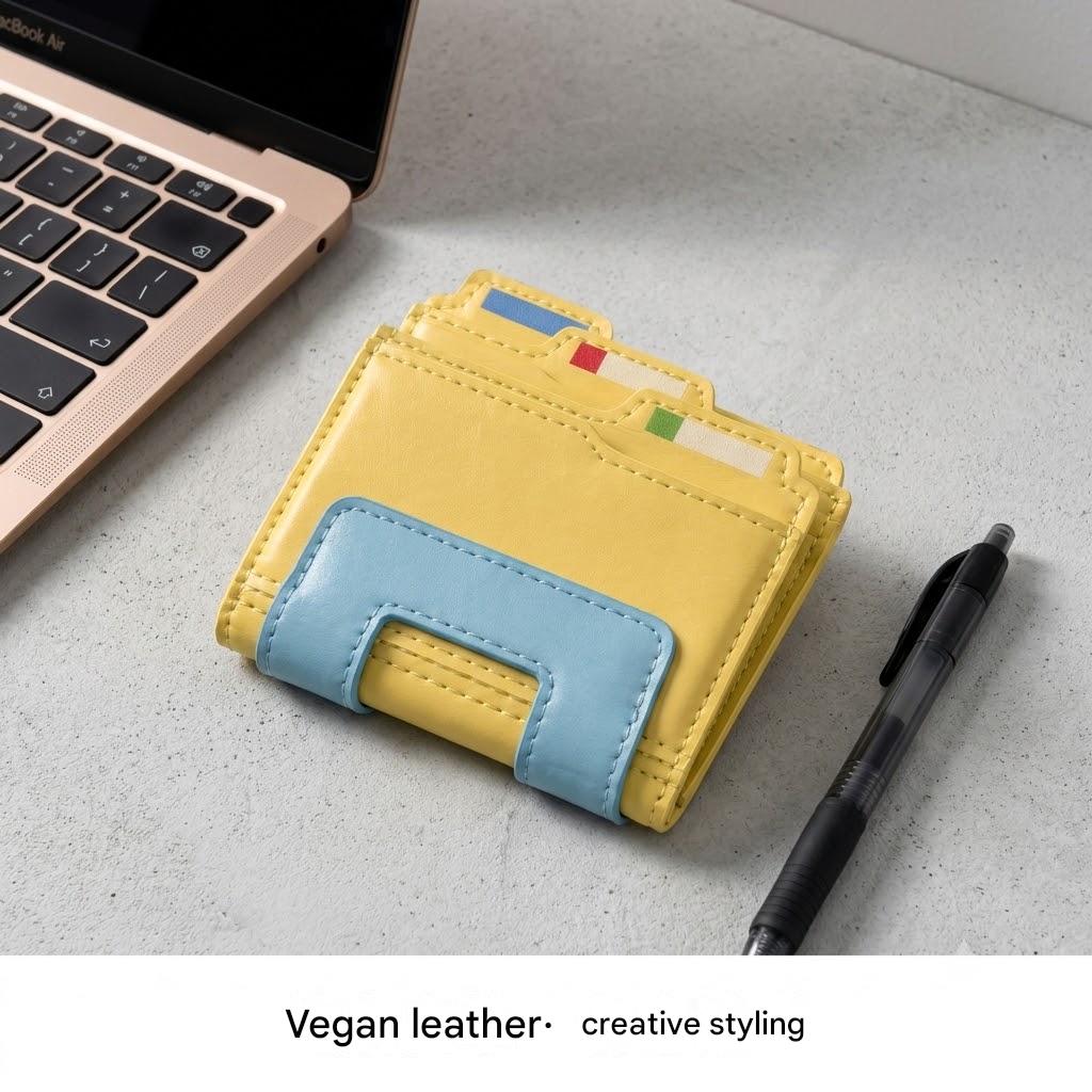 🗂️Cute File Folder Shaped Card Wallet | Vegan Leather Multi-Slot Mini Card Holder