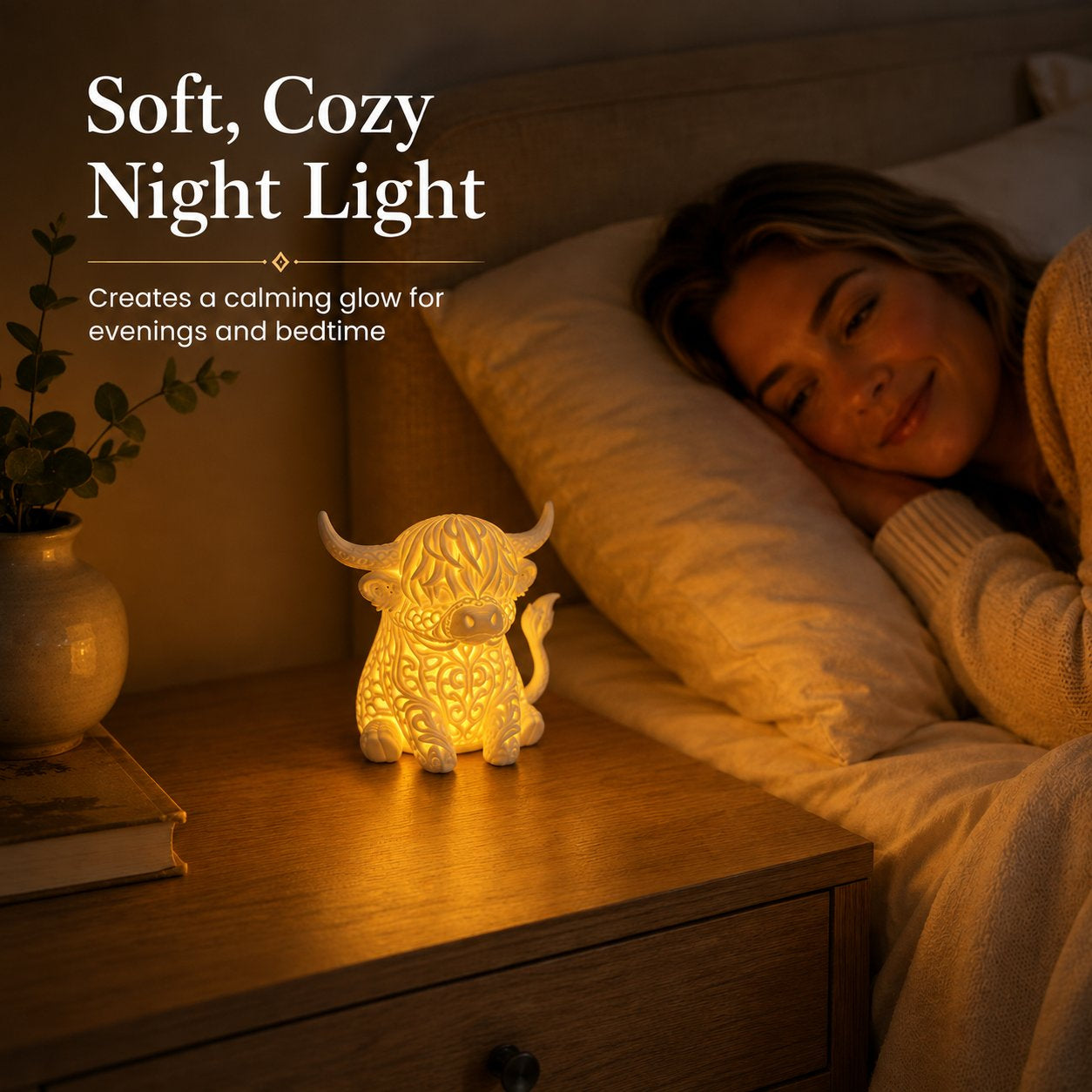 🐮 Highland Cow Projection Night Light — Glow & Cast Magical Patterns! ✨🌙