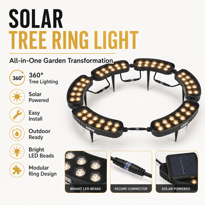 🌳Ring-Shaped Solar Tree Lights - Weatherproof Outdoor Spotlights Ideal for Trees,Pillars, and Gardens