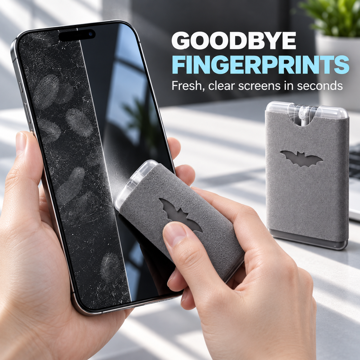 ✨ 2-in-1 Phone & Laptop Screen Cleaner Spray with Microfiber Wipe | Portable Streak-Free Cleaning Mist 📱