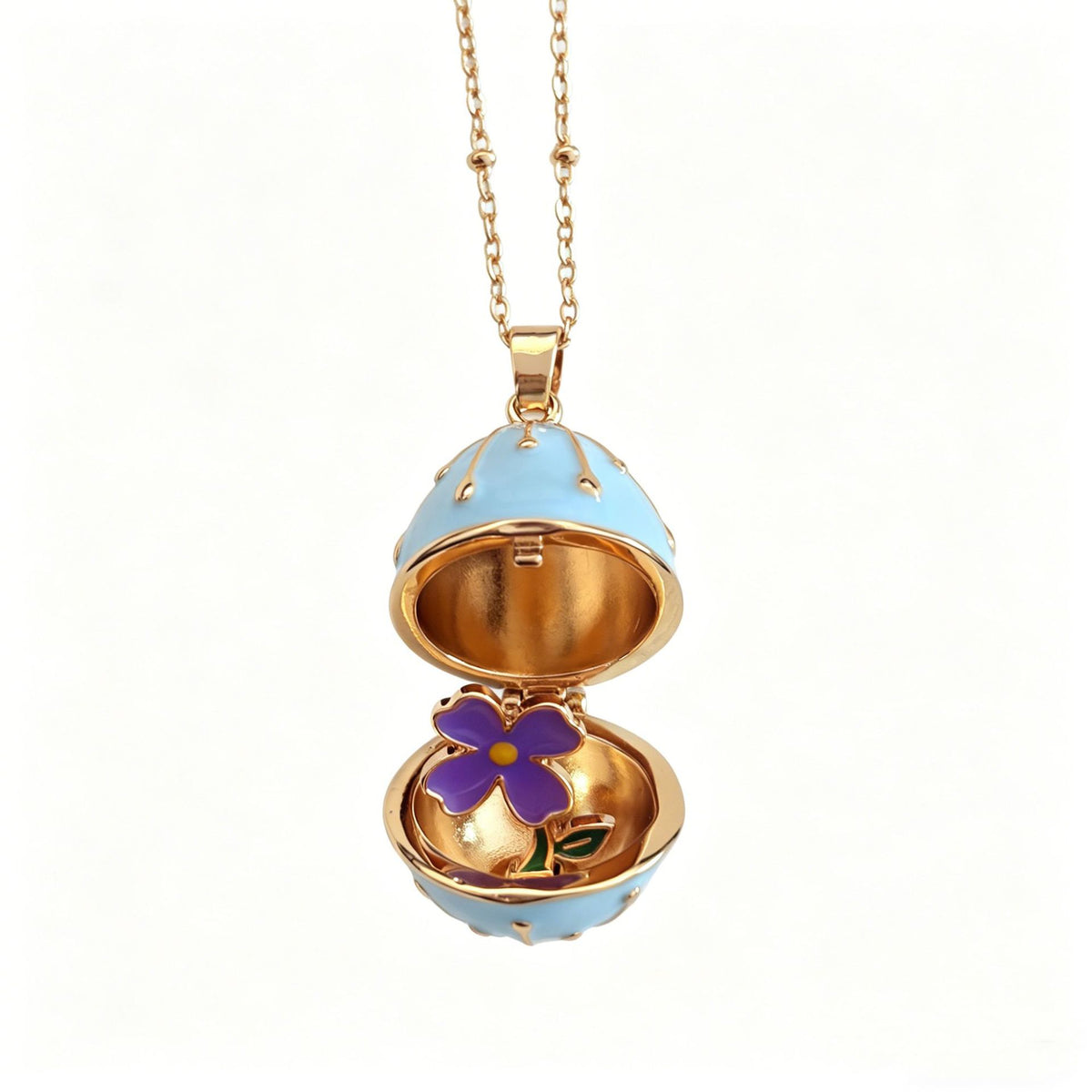 🥚💐Egg Locket Necklace with Hidden Flower