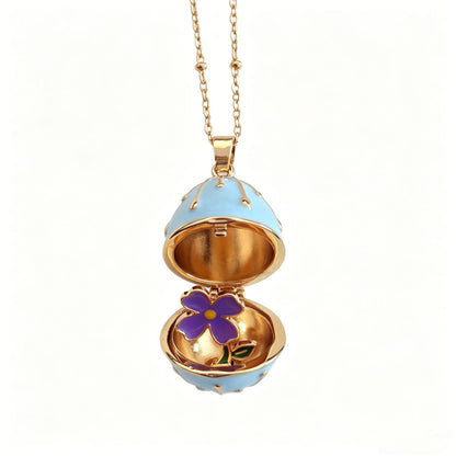 🥚💐Egg Locket Necklace with Hidden Flower