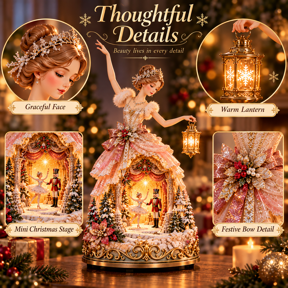 🩰 Winter Ballerina Story Lamp – Lighted Nutcracker Christmas Tabletop Decor
