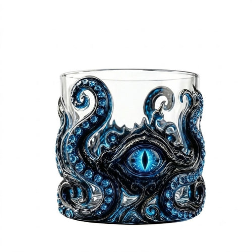 🐙 Kraken Eye Octopus Whiskey Glass | Gothic Kraken Old Fashioned Whiskey Glass