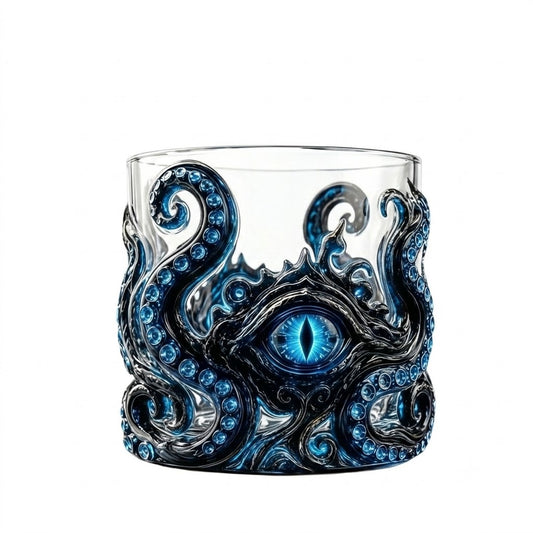 🐙 Kraken Eye Octopus Whiskey Glass | Gothic Kraken Old Fashioned Whiskey Glass