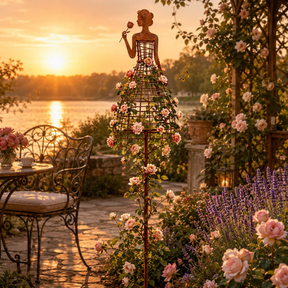 🌹💃Rust-Style Female Dress Plant Climbing Trellis -  Like a Garden Princess in Full Bloom