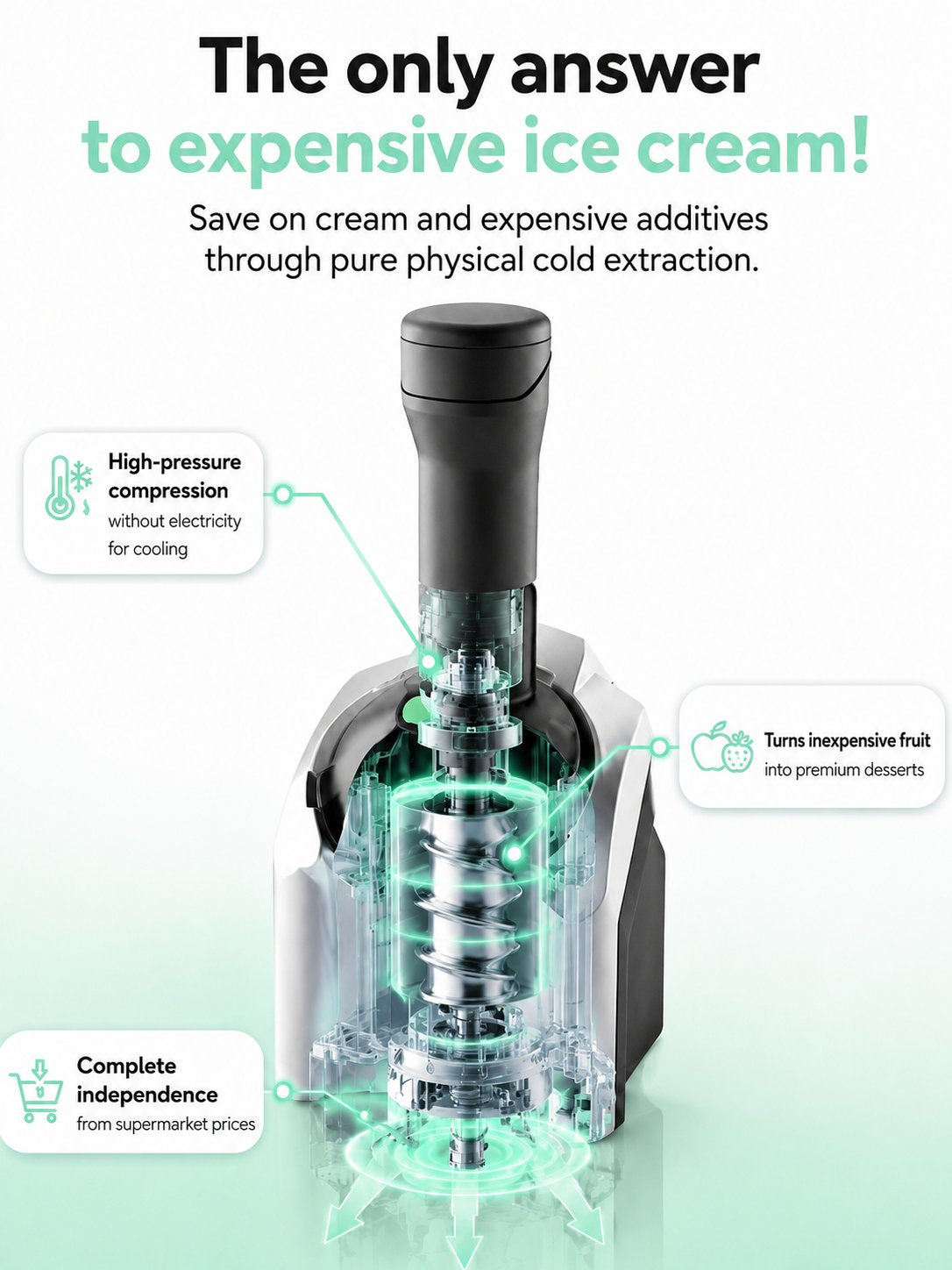 Fully automatic ice cream machine, homemade ice cream at the touch of a button – guaranteed without errors