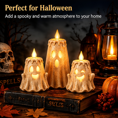 👻Ghost LED Candle Set | Halloween Spooky Ghost Decor