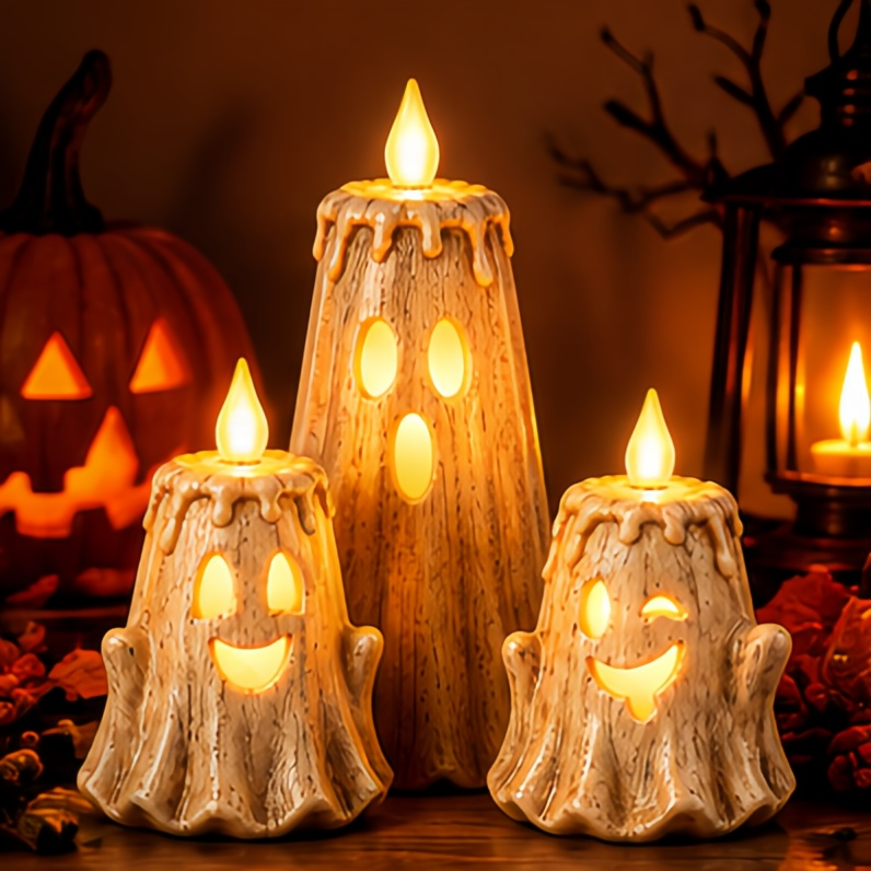 👻Ghost LED Candle Set | Halloween Spooky Ghost Decor