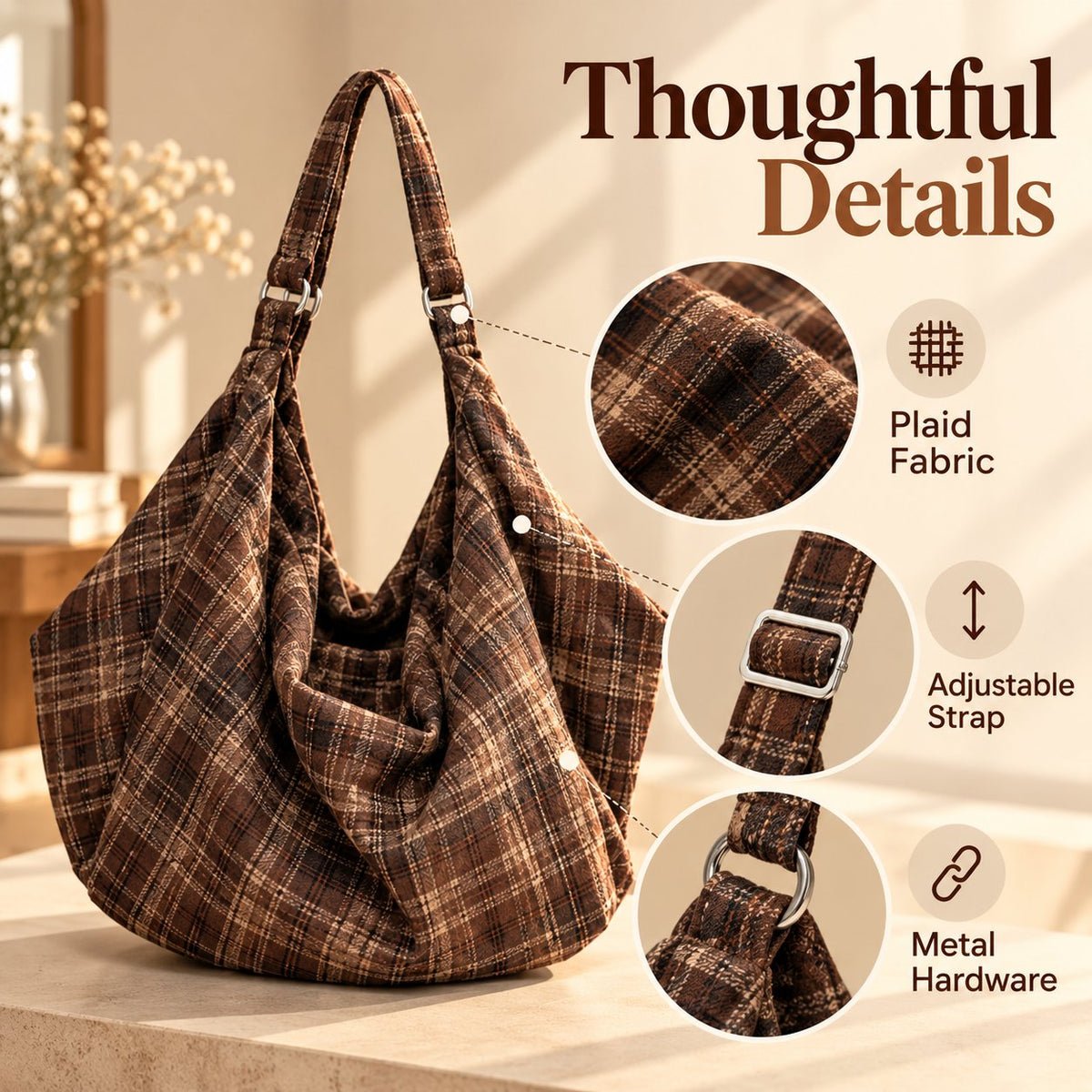 👜✨ Oversized Plaid Shoulder Bag — Extra Space, Effortless Style!