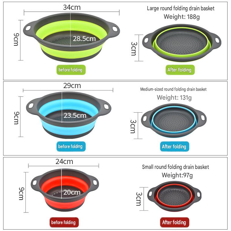 💧3-Piece Collapsible Colander Set - Space Saving Strainers with Draining Base