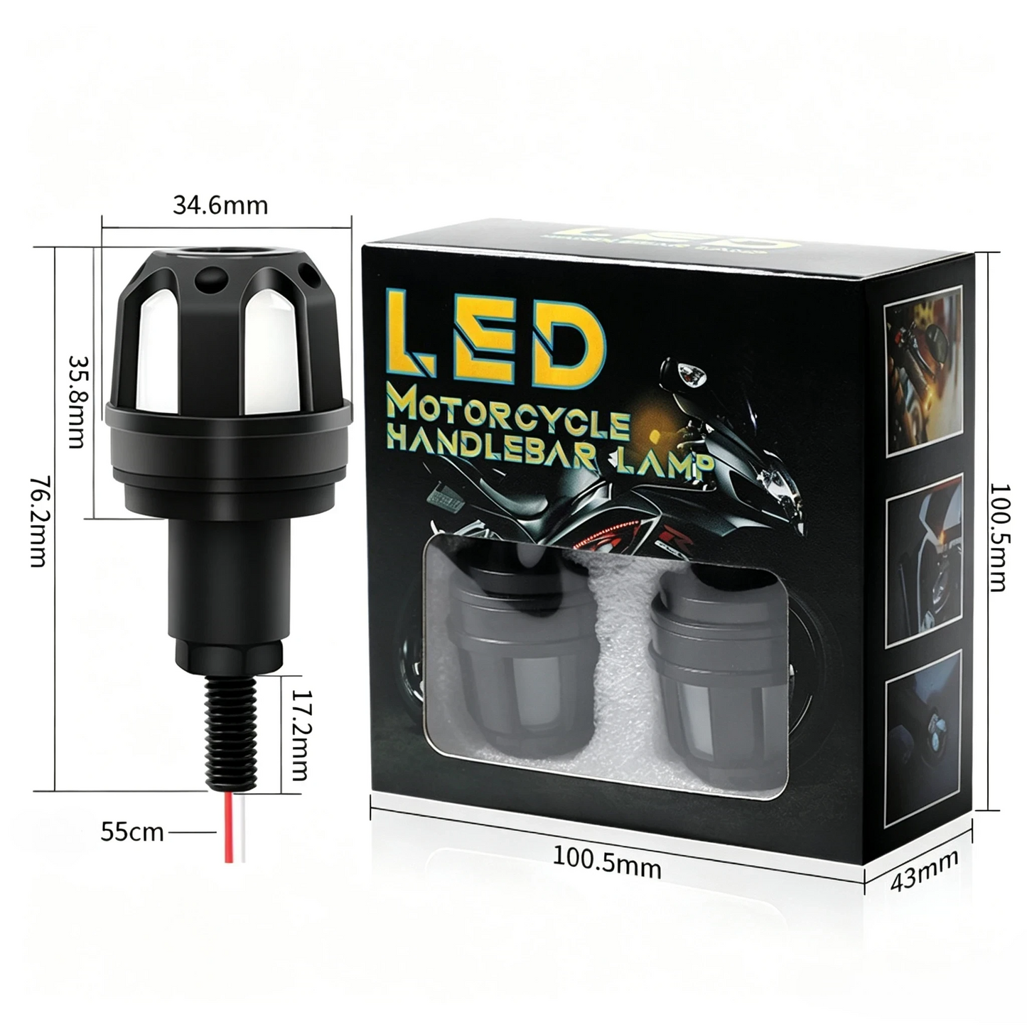 ⚡ LED Motorcycle Bar End Turn Signals – 4 Colors, Universal Fit 99% of Models⚡