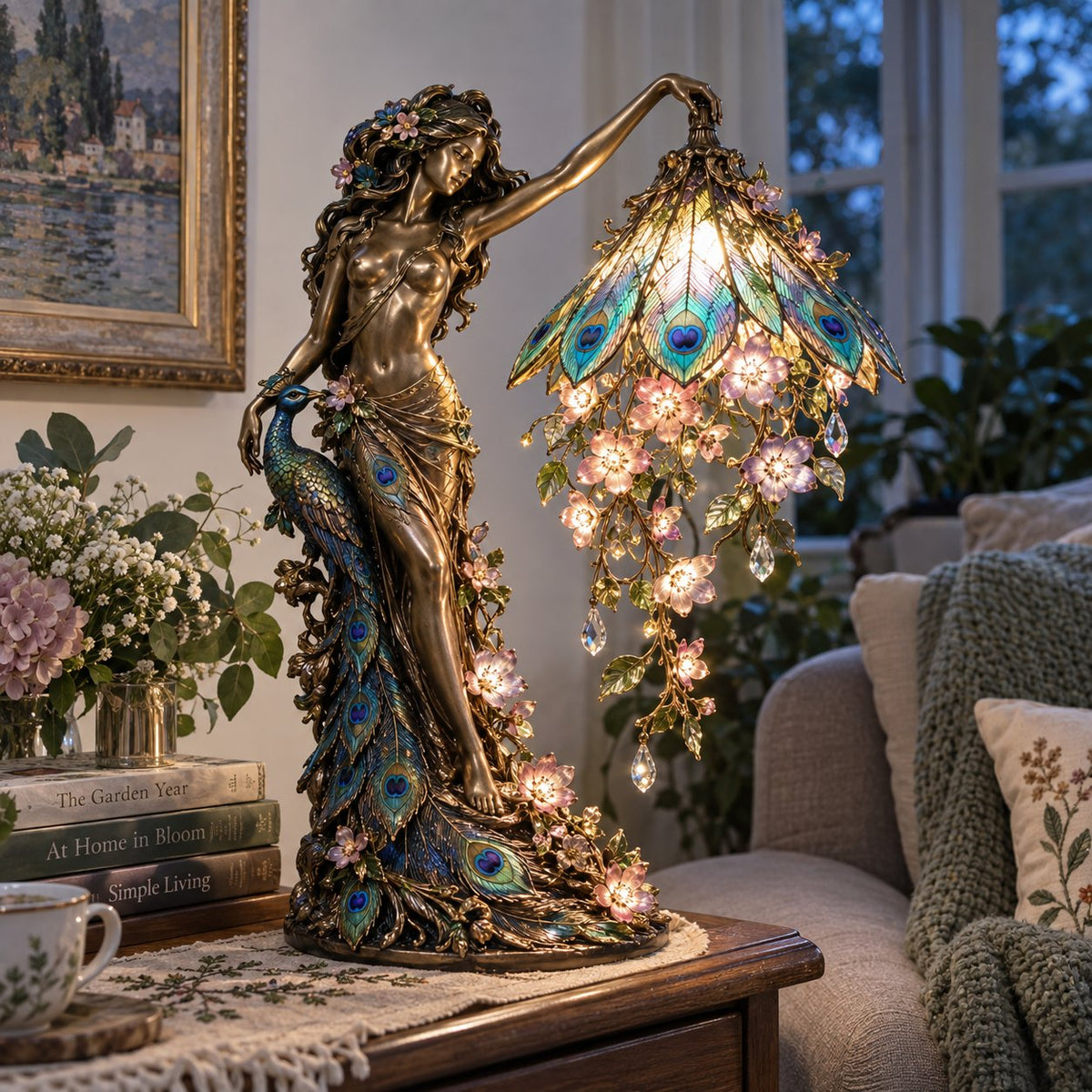 ✨🦚 Feel A Little More Extraordinary - Peacock Goddess Table Lamp