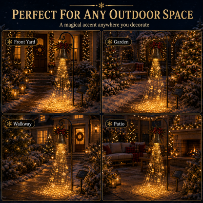 🎄✨ Christmas Bell Cascade Solar Yard Lights – Magical Holiday Glow!