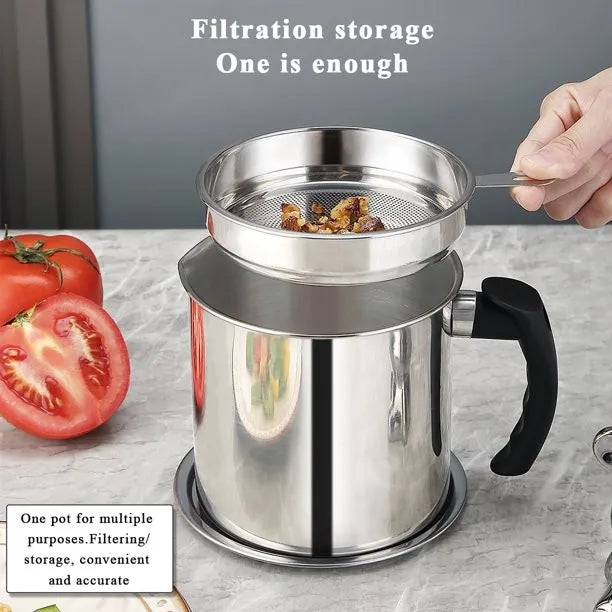 Stainless steel oil filtering pot