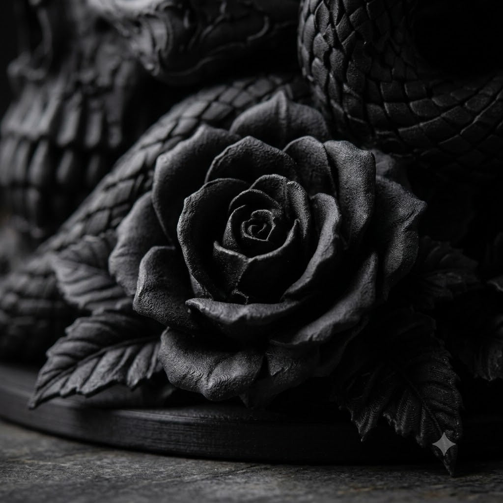 ☠️🌹Gothic Skull, Snake, and Rose Ornament