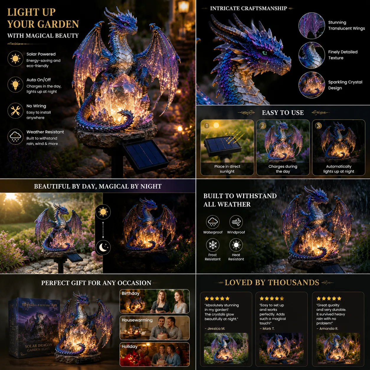 🐉Solar Dragon Crystal Garden Light – Glowing Fantasy Outdoor Yard Decor with Solar Panel