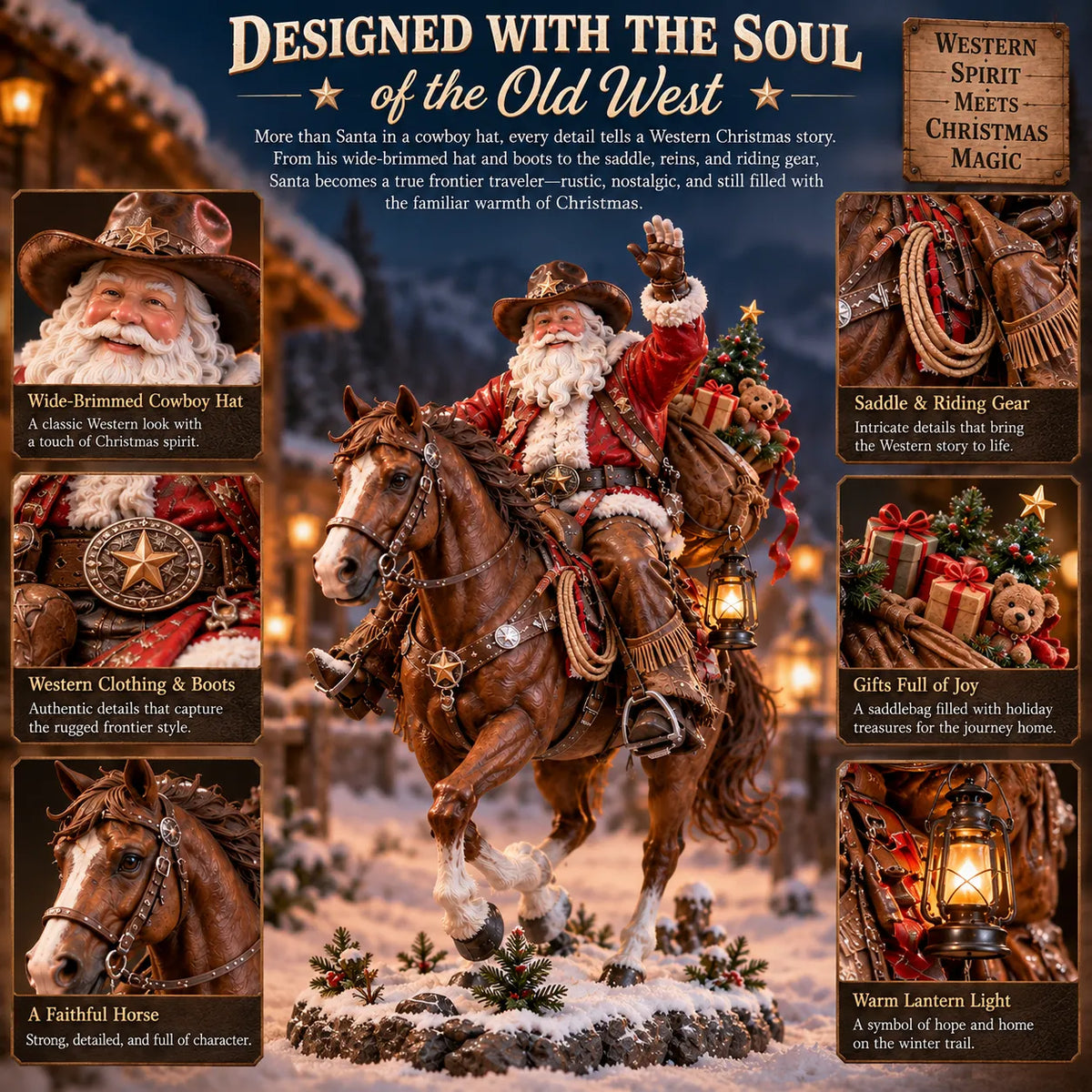 🤠 Western Cowboy Santa Christmas Figurine