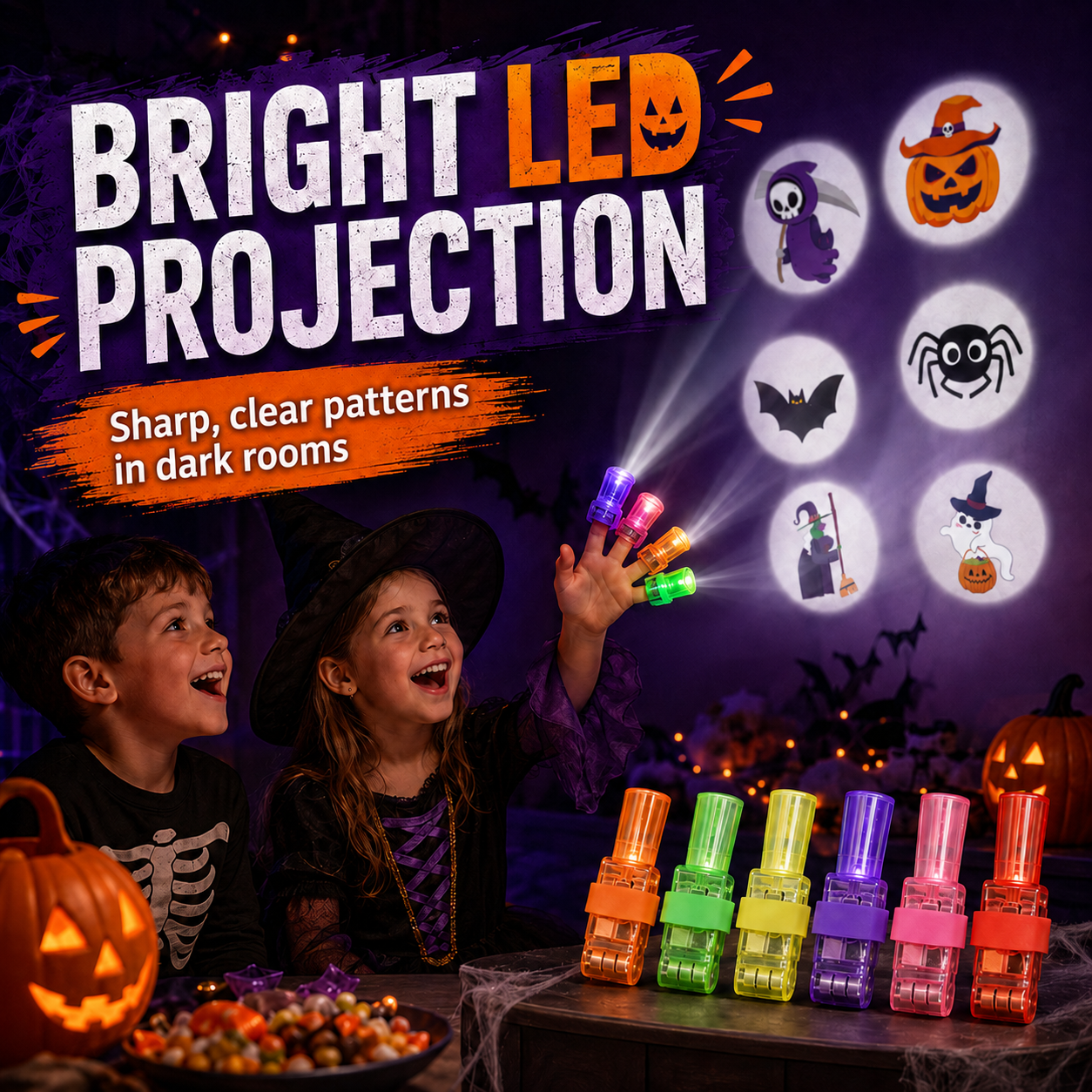 👻 LED Projection Finger Lights