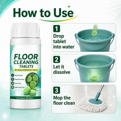 💧🧹 Floor Cleaning Effervescent Tablets – Just Drop, Dissolve & Mop! 80 Pcs for Tile, Wood & Marble