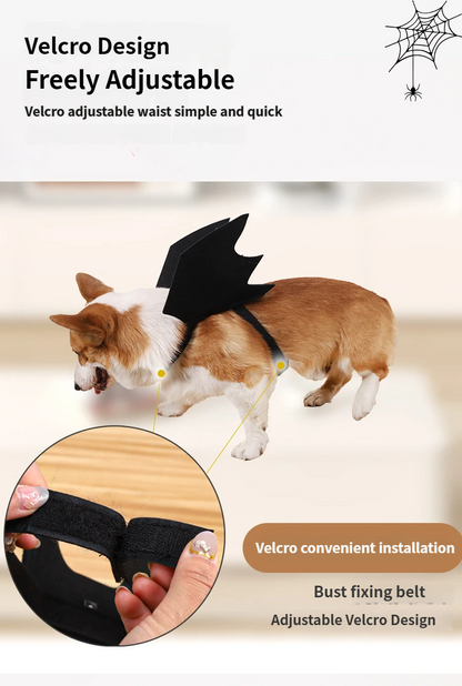 🎃 Spooky Black Bat Wings for Pets – Halloween Dress-Up Costume with Adjustable Velcro Straps