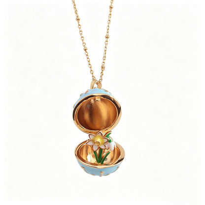 🥚💐Egg Locket Necklace with Hidden Flower