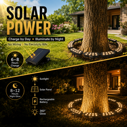 🌳Ring-Shaped Solar Tree Lights - Weatherproof Outdoor Spotlights Ideal for Trees,Pillars, and Gardens