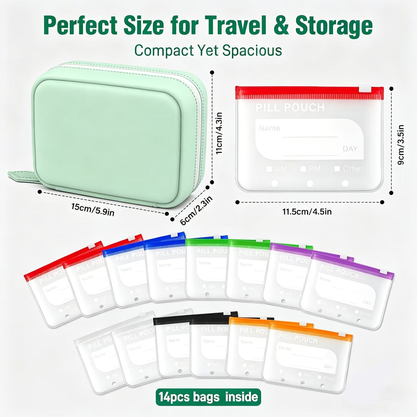 💊A8 Waterproof Pill Pouch Set –  14 Days of Meds & Vitamins💧Waterproof & Crush-Resistant Shell