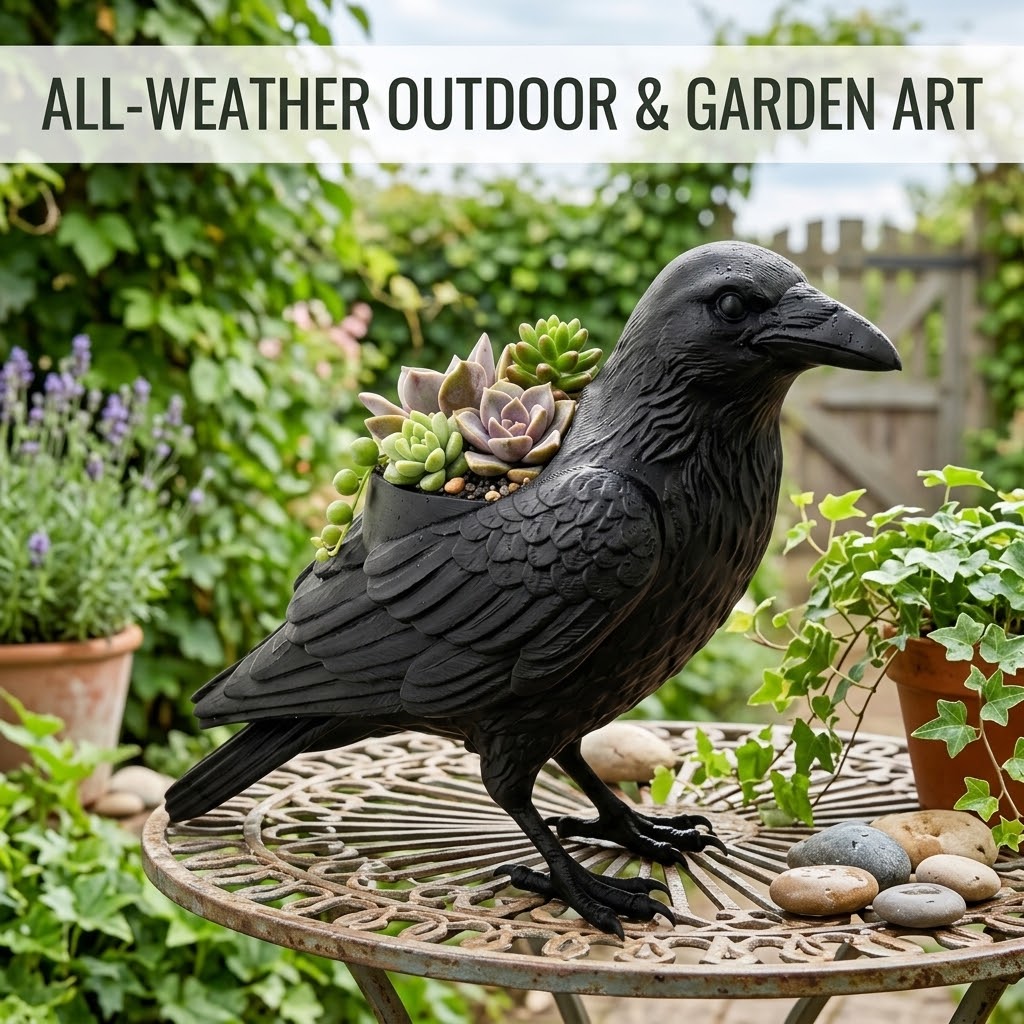 🐦‍⬛Crow Succulent Pot-Add mysterious gothic flair to your home and garden