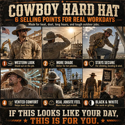 🤠Cowboy Hard Hat |Western‑Style Meets Heavy‑Duty Jobsite Safety