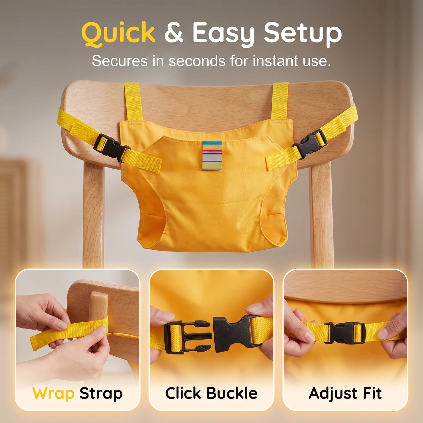 👶🛡️Baby High Chair Seat Belts - Portable Dining Straps Holder