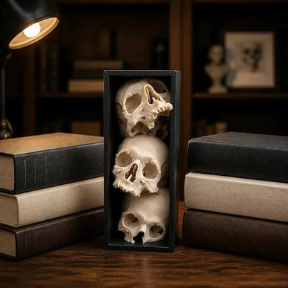 🖤 Triple Skull Bookshelf Decor