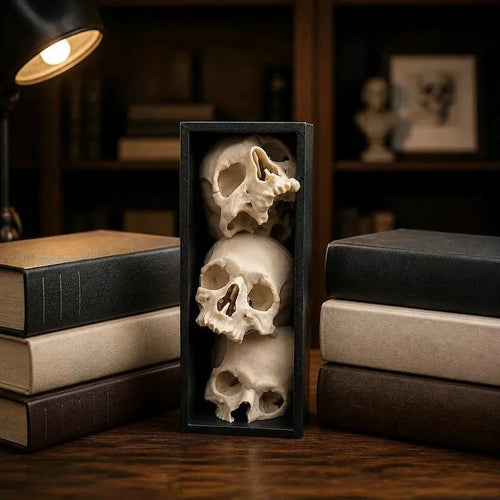 🖤 Triple Skull Bookshelf Decor