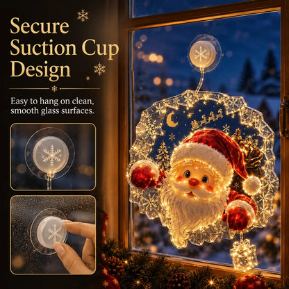 🎄Lighted Christmas Window Decoration with Suction Cup | Warm LED Window Light with Double-Layer Design & Multiple Festive Styles ✨
