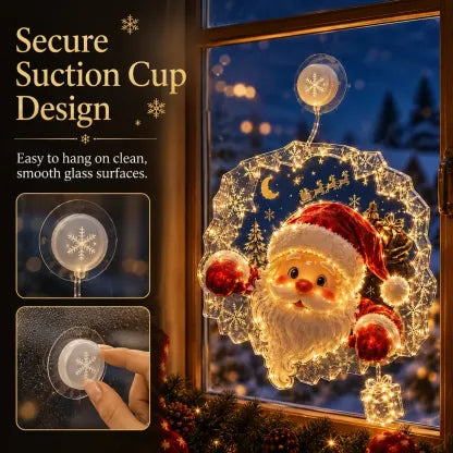 🎄Lighted Christmas Window Decoration with Suction Cup | Warm LED Window Light with Double-Layer Design & Multiple Festive Styles ✨