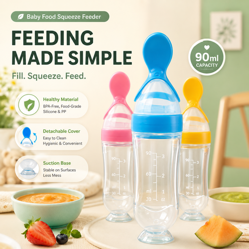 👶 Baby Food Squeeze Feeder – Mess-Free Feeding Spoon & Portable Baby Food Dispenser for Easy Mealtime