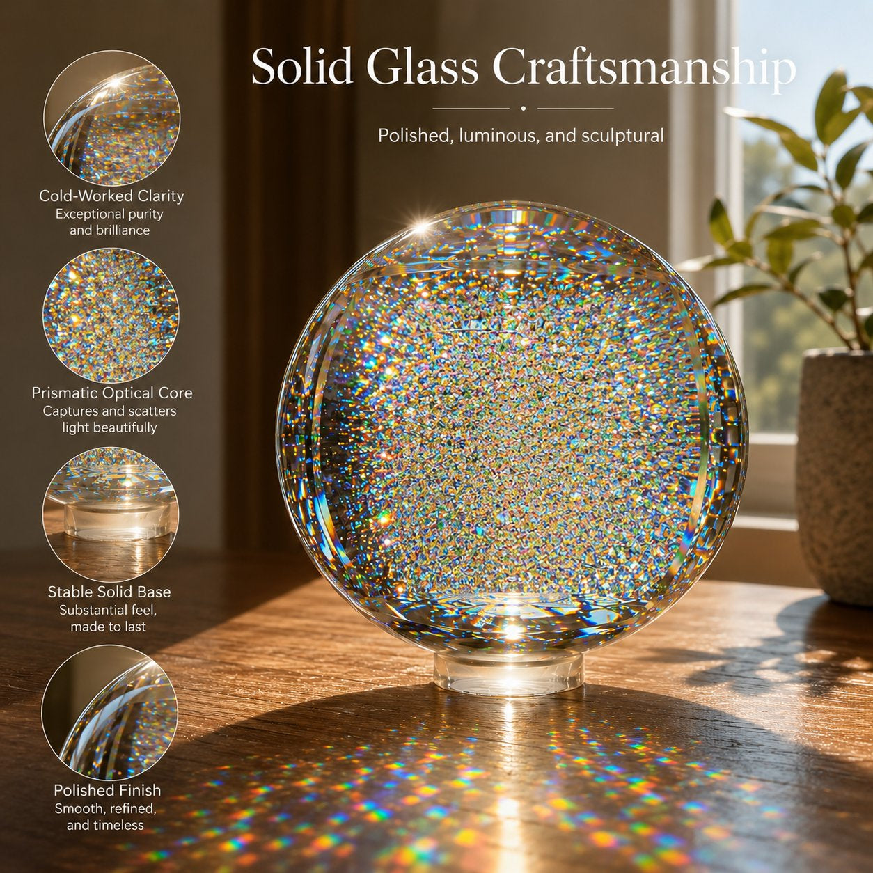 🔥Holographic Refraction Art Sphere – Premium Optical Glass Light Prism Decor for Home & Office