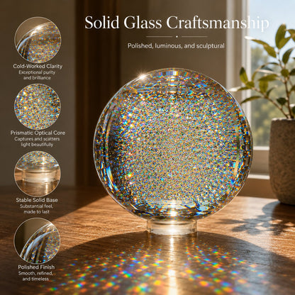 🔥Holographic Refraction Art Sphere – Premium Optical Glass Light Prism Decor for Home & Office