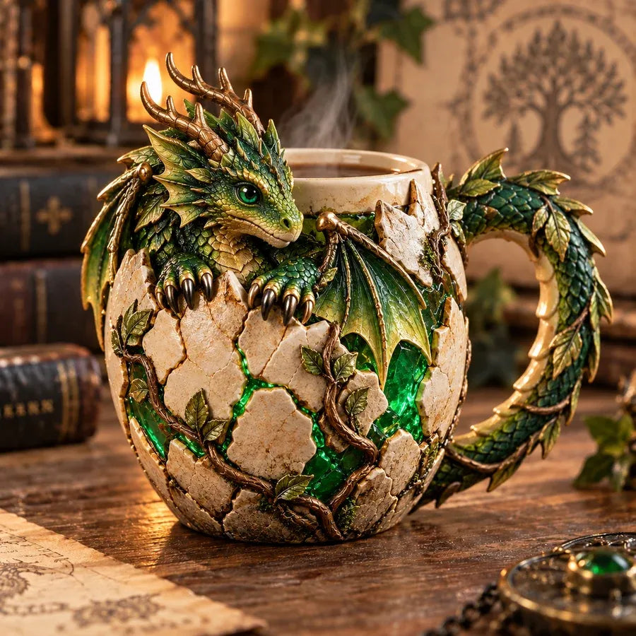 🐉🥚Dragon Egg Fantasy Sculpted Mug | 14oz Resin Coffee Cup for Dragon Lovers