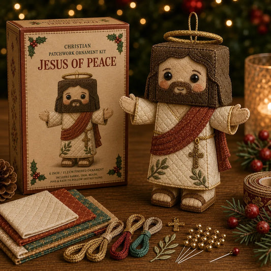 ⏳ Last Day 50% OFF – ✝️ Beginner-Friendly DIY Christian Block Figure Patchwork Ornament Kit Collection | Complete Kit with Pre-Cut Fabrics, Padded Ornament Form & Step-by-Step Guide Included 💕