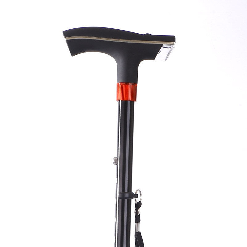 🦯 Foldable Walking Cane for Seniors |10-Level Height Adjustment, Built-in LED Light & One-Click SOS Alarm