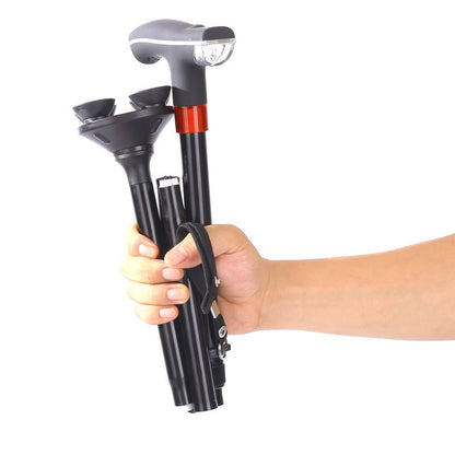 🦯 Foldable Walking Cane for Seniors |10-Level Height Adjustment, Built-in LED Light & One-Click SOS Alarm
