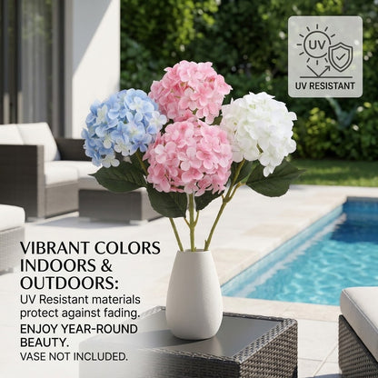 💐UV-Resistant Artificial Hydrangeas | Set of 3 Bunches