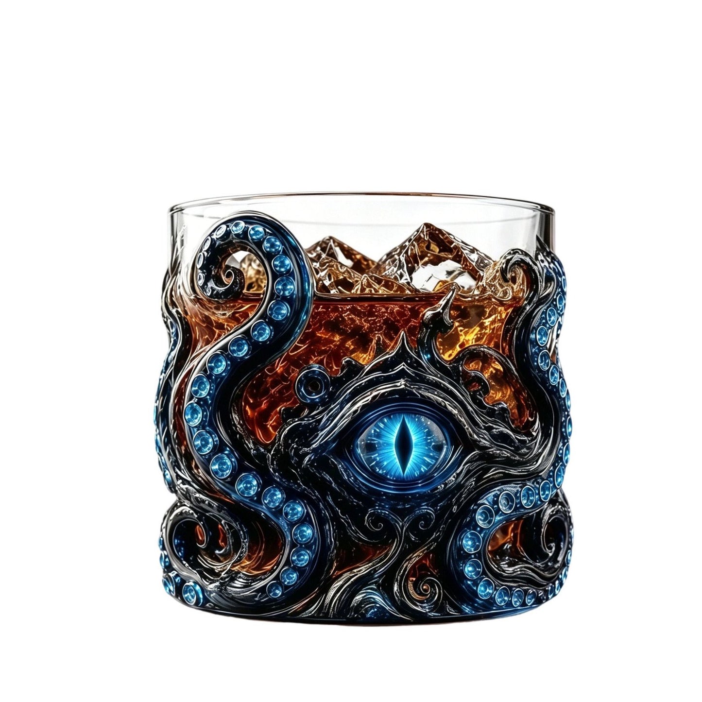 🐙 Kraken Eye Octopus Whiskey Glass | Gothic Kraken Old Fashioned Whiskey Glass