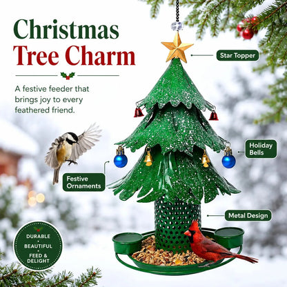 🎄 Christmas Tree Bird Feeder – Rainproof & Squirrel-Proof Hanging Feeder with DIY Ornament Holes, Perfect Holiday Gift for Bird Lovers